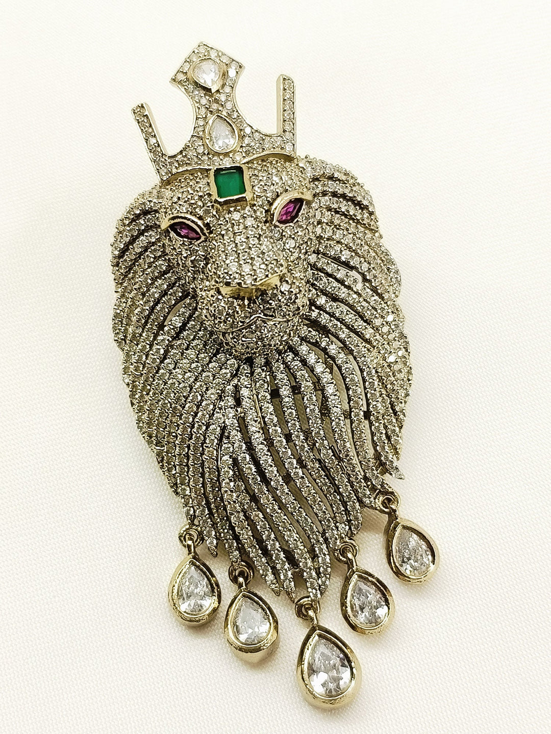 Aarush Green Lion Brooch