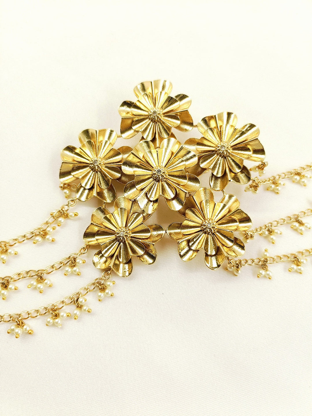 Shazahna Golden Flower Hair Brooch