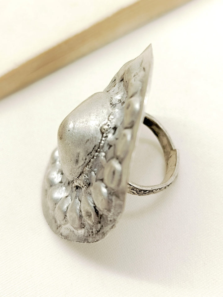 Ojashwini Silver Tribal Finger Ring