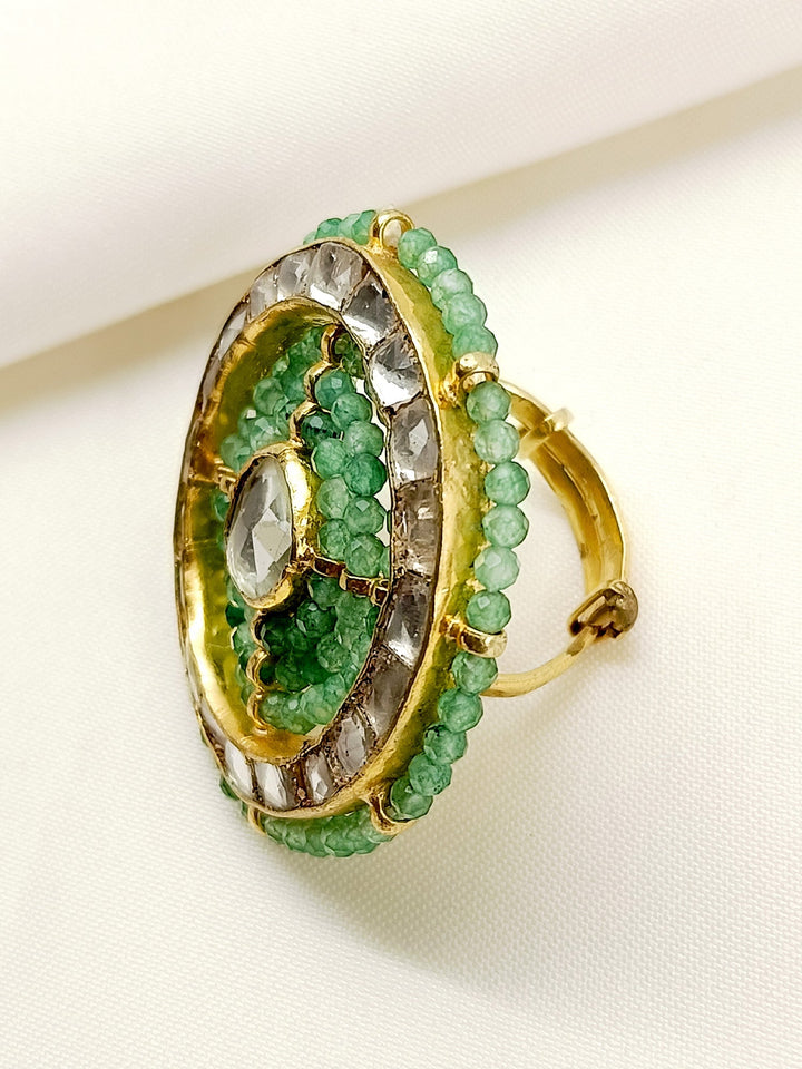 Koyna Mint Green Kundan Finger Ring