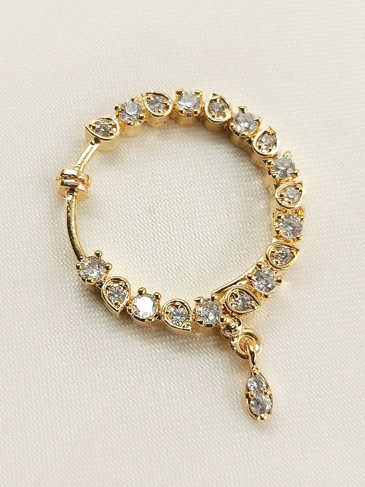 Zikar White American Diamond Nath