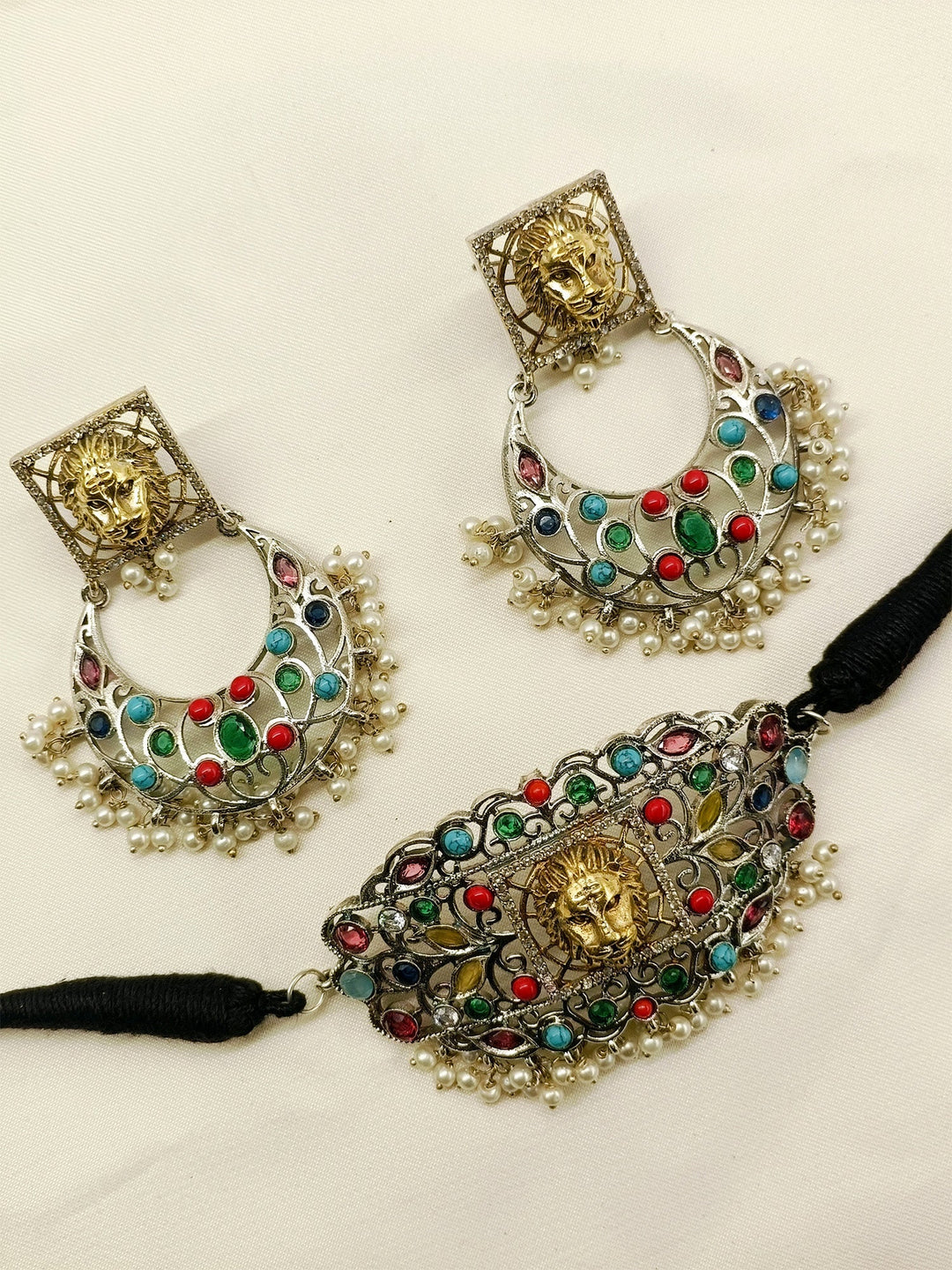 Anasuya Multi Colour Oxidized Choker Set