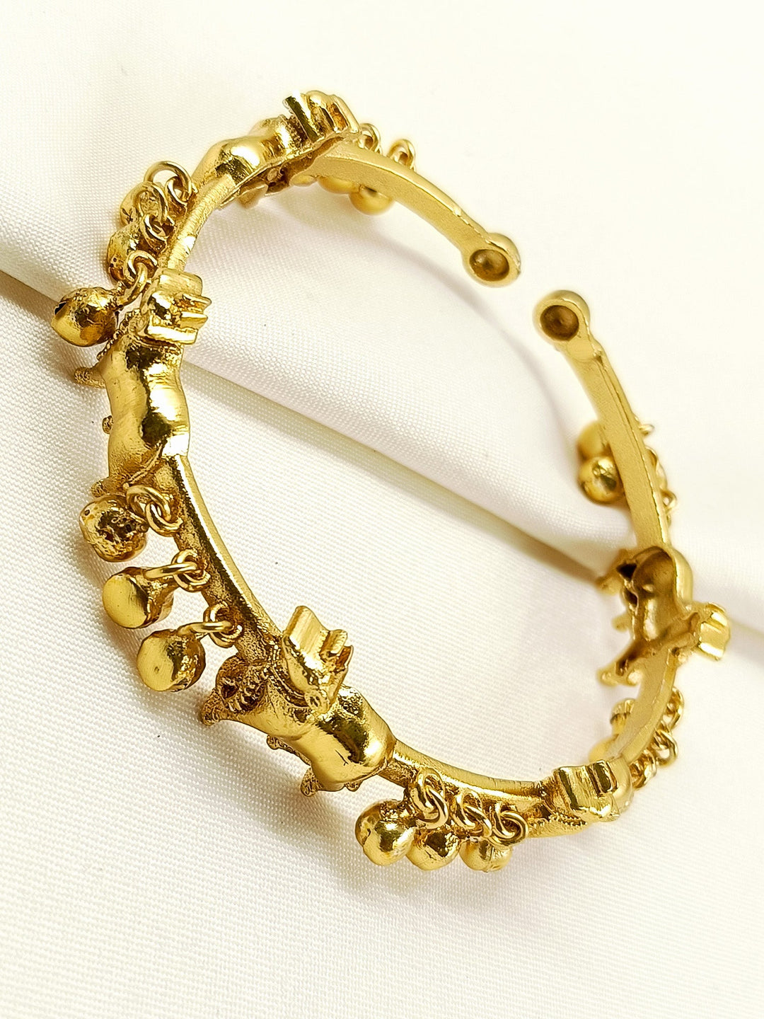 Ravalee Golden Cow Ghungroo Oxidized Bangles