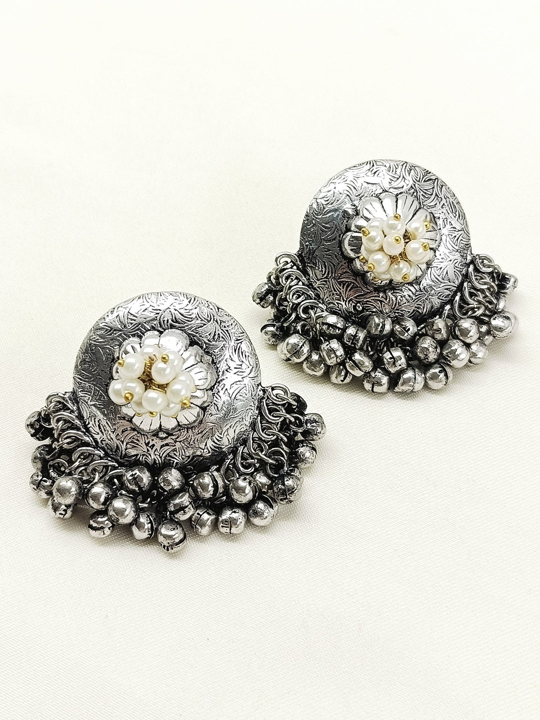 Natasha White Pearl Oxidized Tops