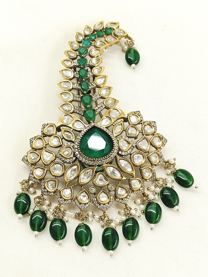 Karan Green Dulha Kalgi - Antique Gold Plating Groom