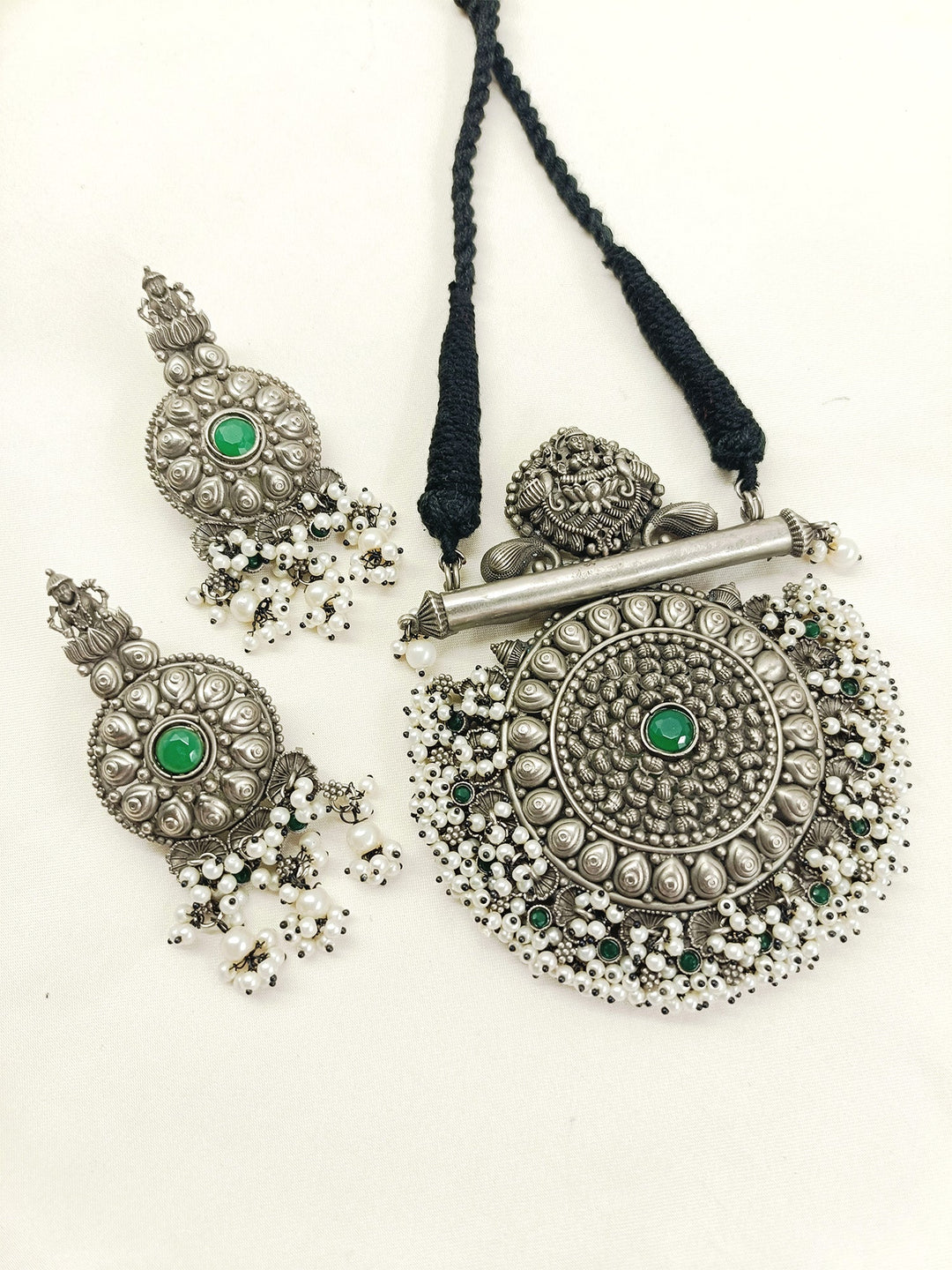 Shokhi Green Oxidized Necklace Set