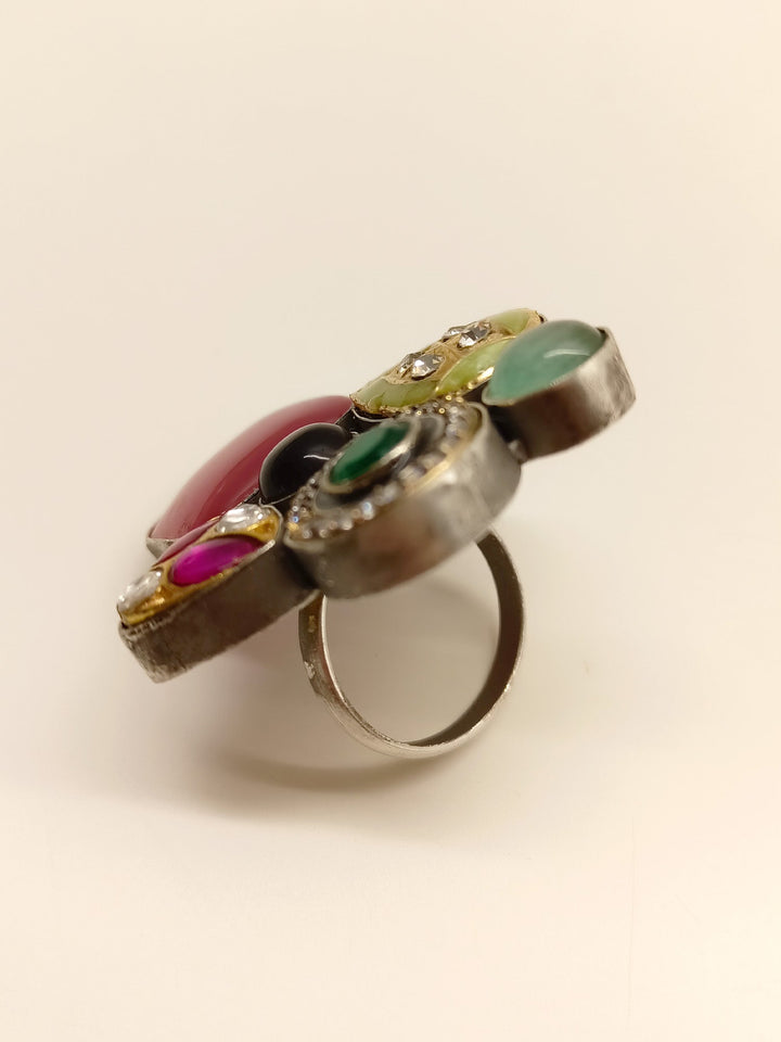 Geetanjali Multi Colour Oxidized Finger Ring