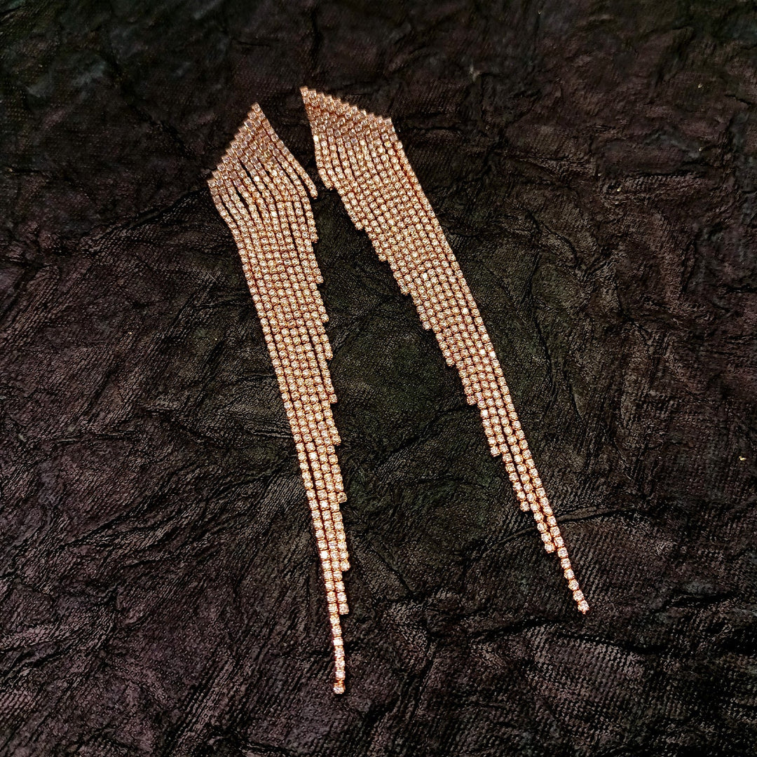 Ariella Long Western Earrings In Rose Gold Polish