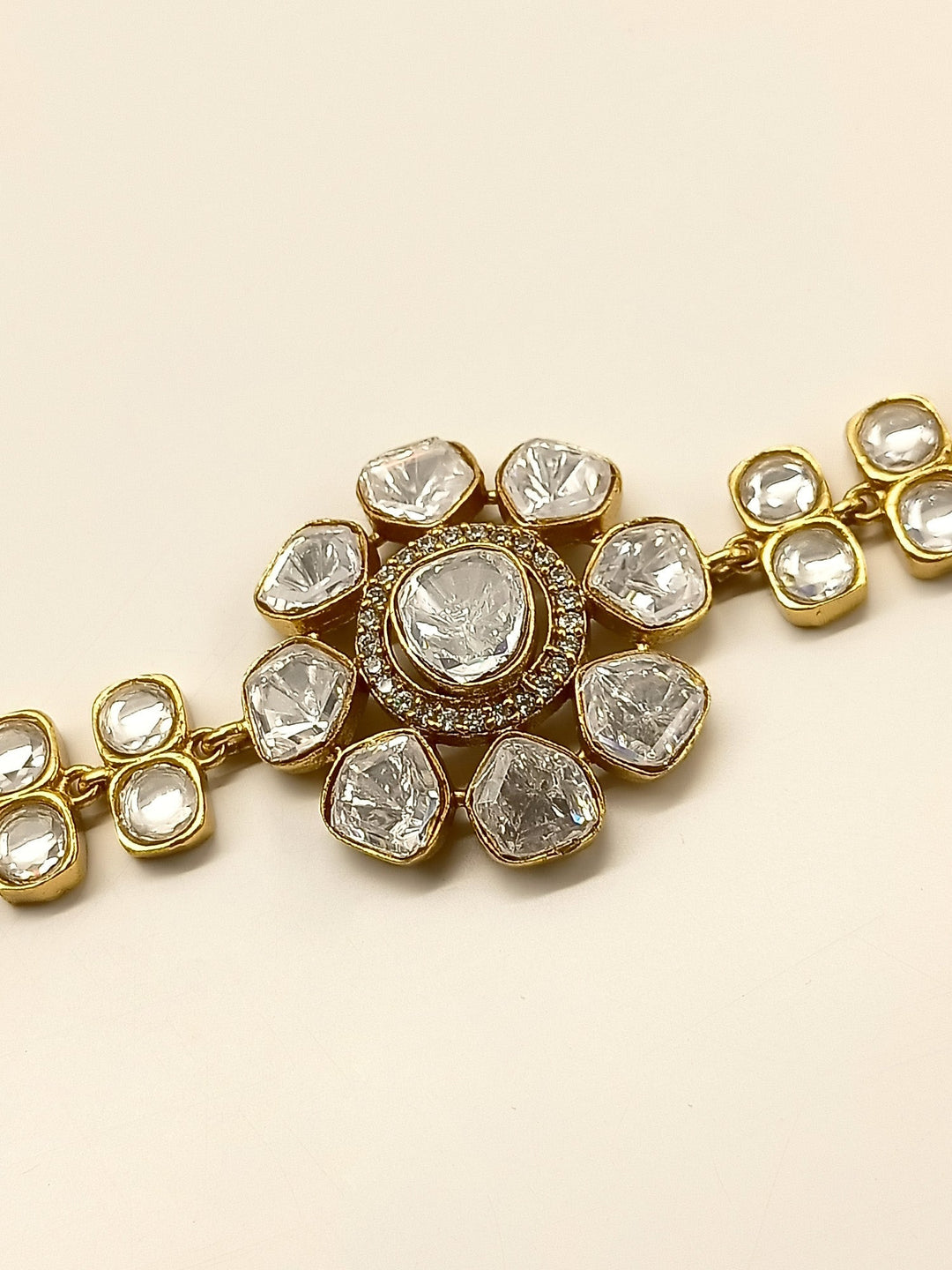 Advait White Gold Plated Kundan Bracelet