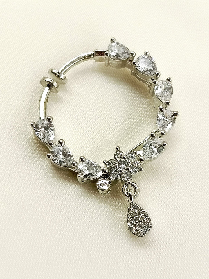 Varuni White American Diamond Nath