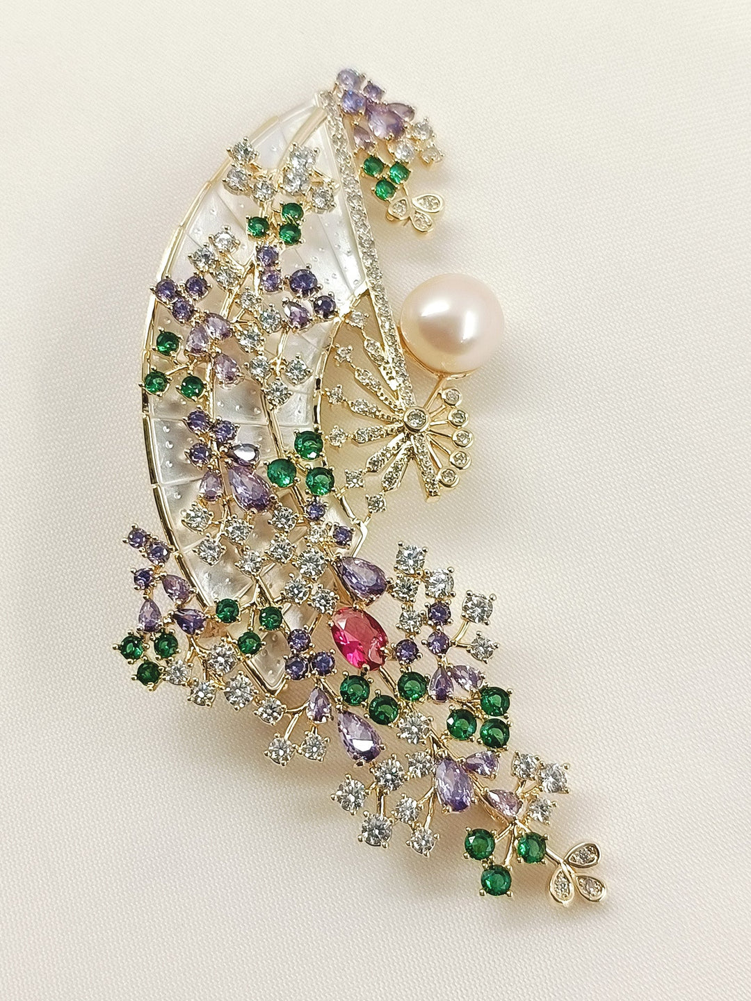 Kalki Multi Colour Mother Of Pearl Fan Brooch