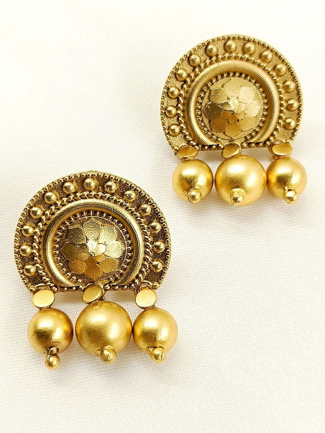 Subhashini Golden Oxidized Tops - Antique Gold-Plated Brass