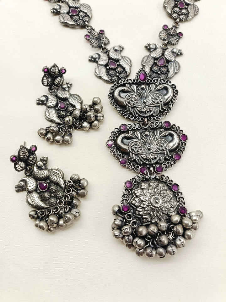 Hridaya Ruby Oxidized Necklace Set