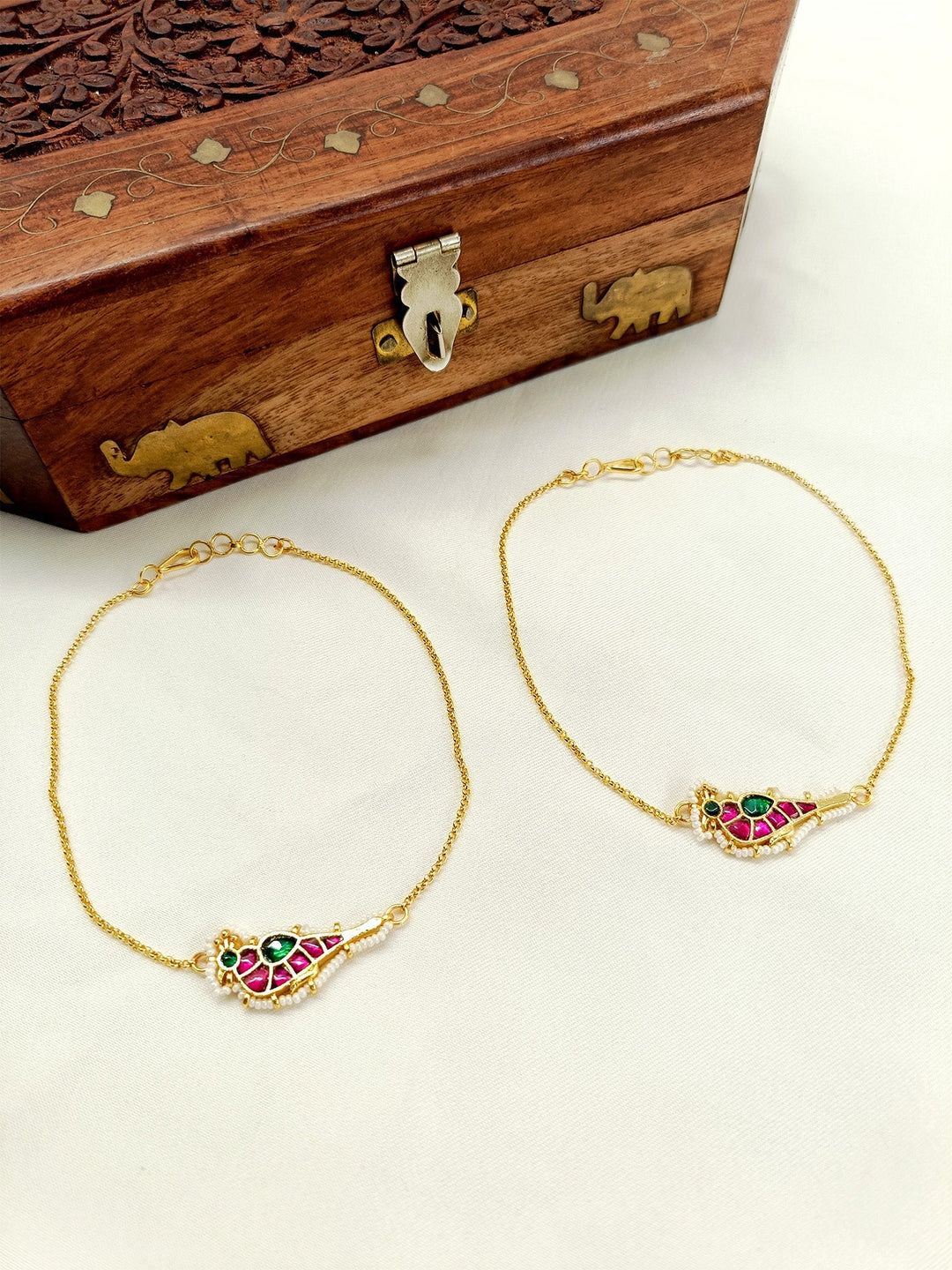 Sahini R & G Bird Kundan Anklet