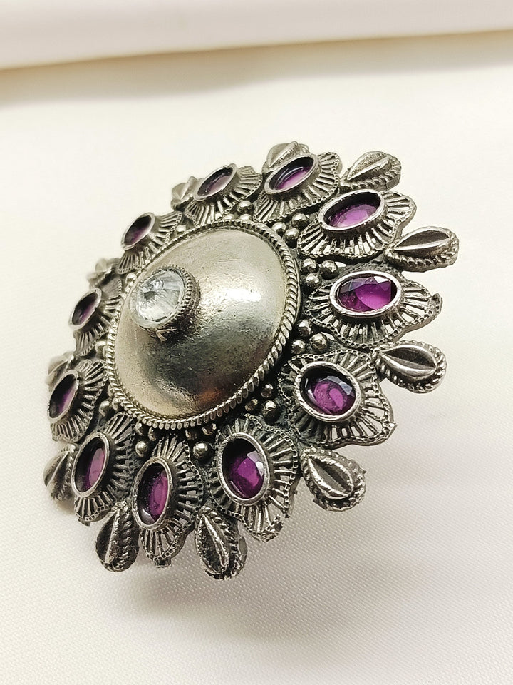 Leo Ruby Oxidized Finger Ring