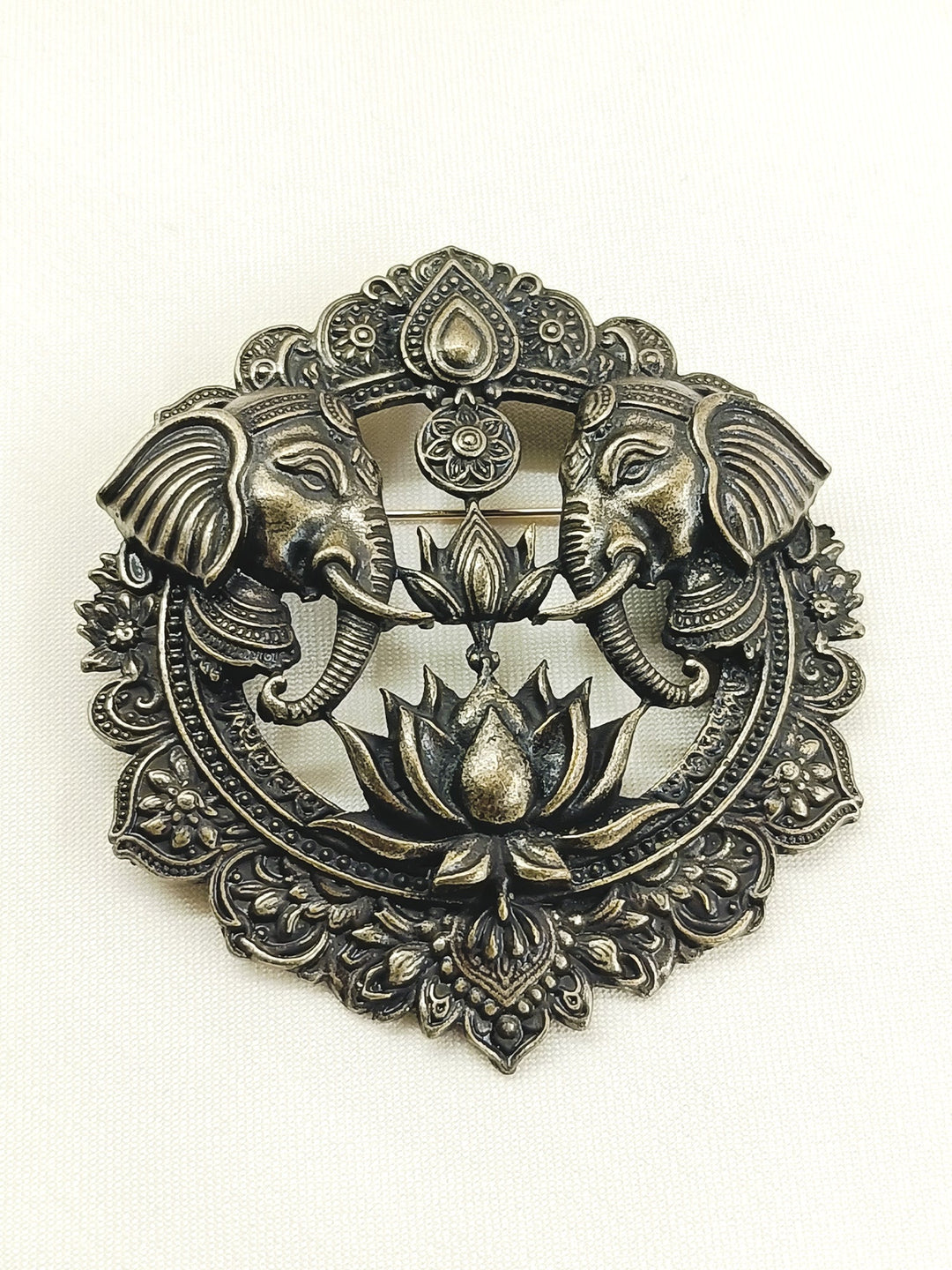 Aariv Antique Gold Elephant Men's Brooch