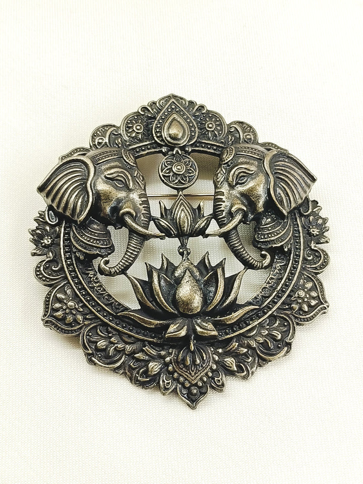 Aariv Antique Gold Elephant Men's Brooch