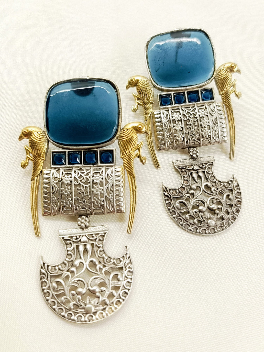 Mira Blue Oxidized Earring
