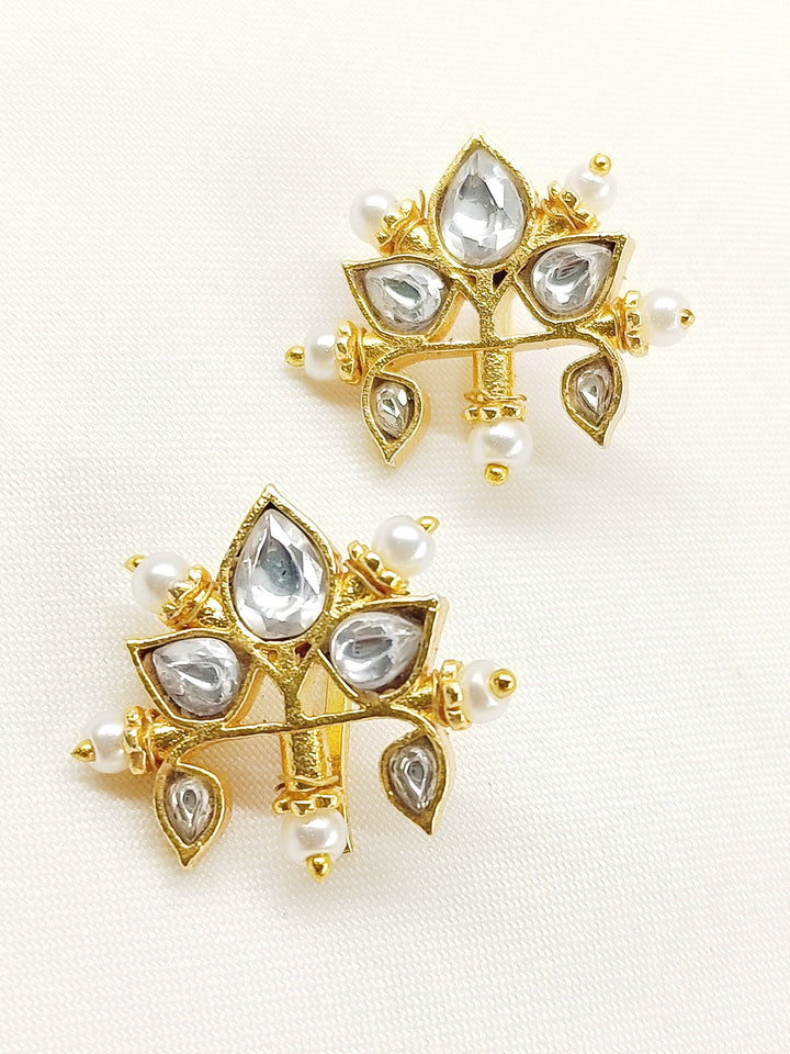 Devastuti White Gold Plated Kundan Ear Cuff  [ Price is for Pair ]