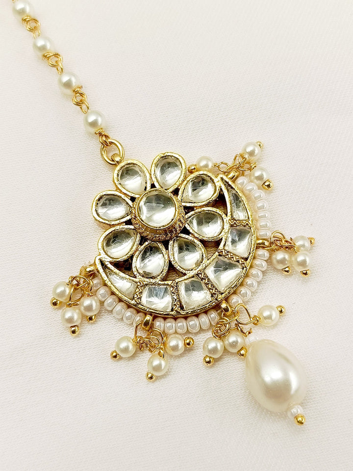 Basile White Gold Plated Kundan Teeka