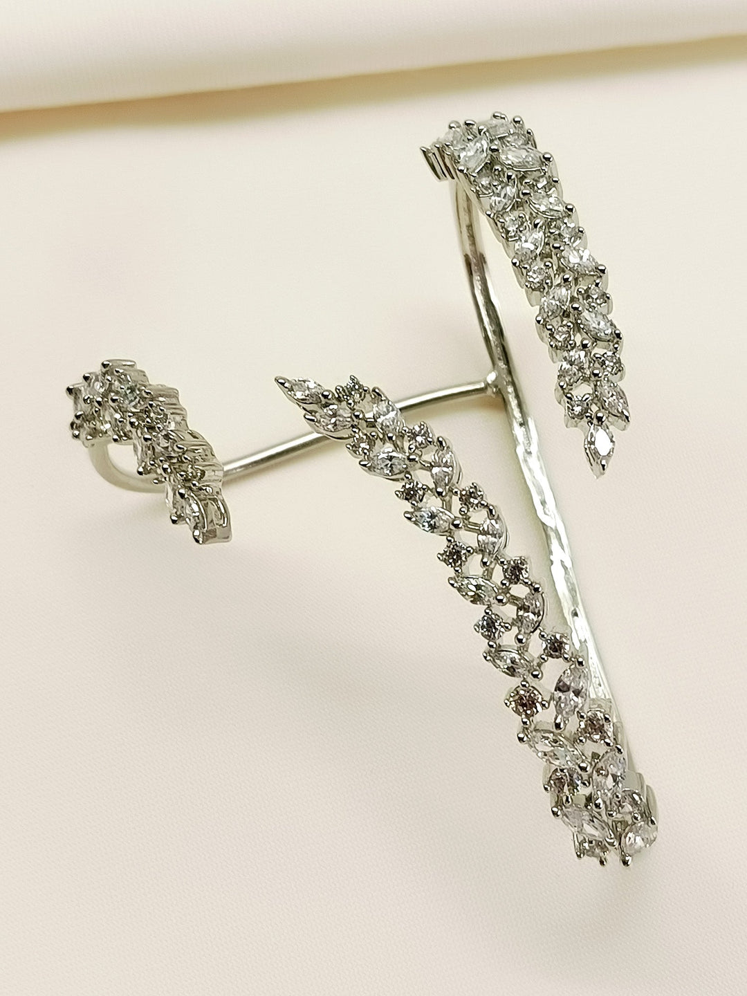 Zuri White American Diamond Palm Bracelet - Adjustable