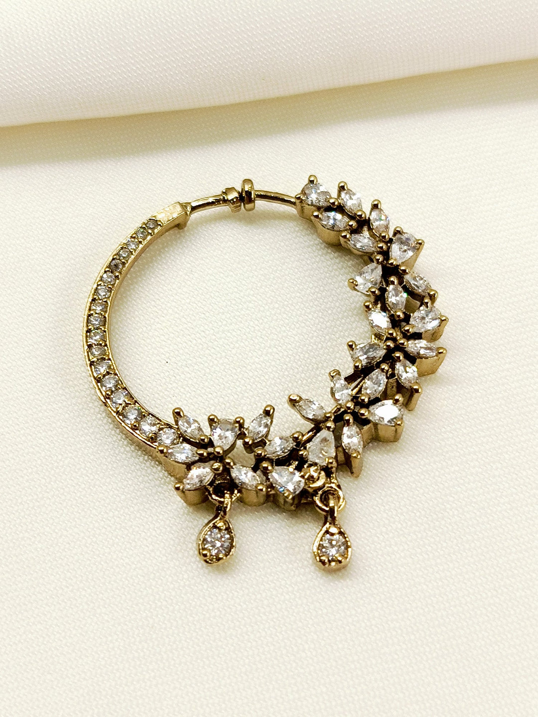 Zifa Antique Gold American Diamond Nath