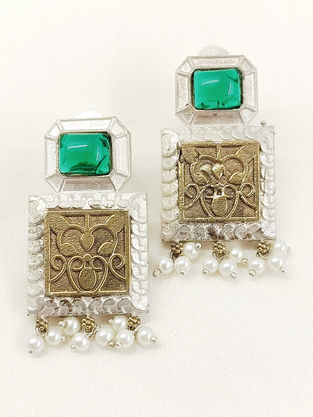 Rupal Green Oxidized Earring