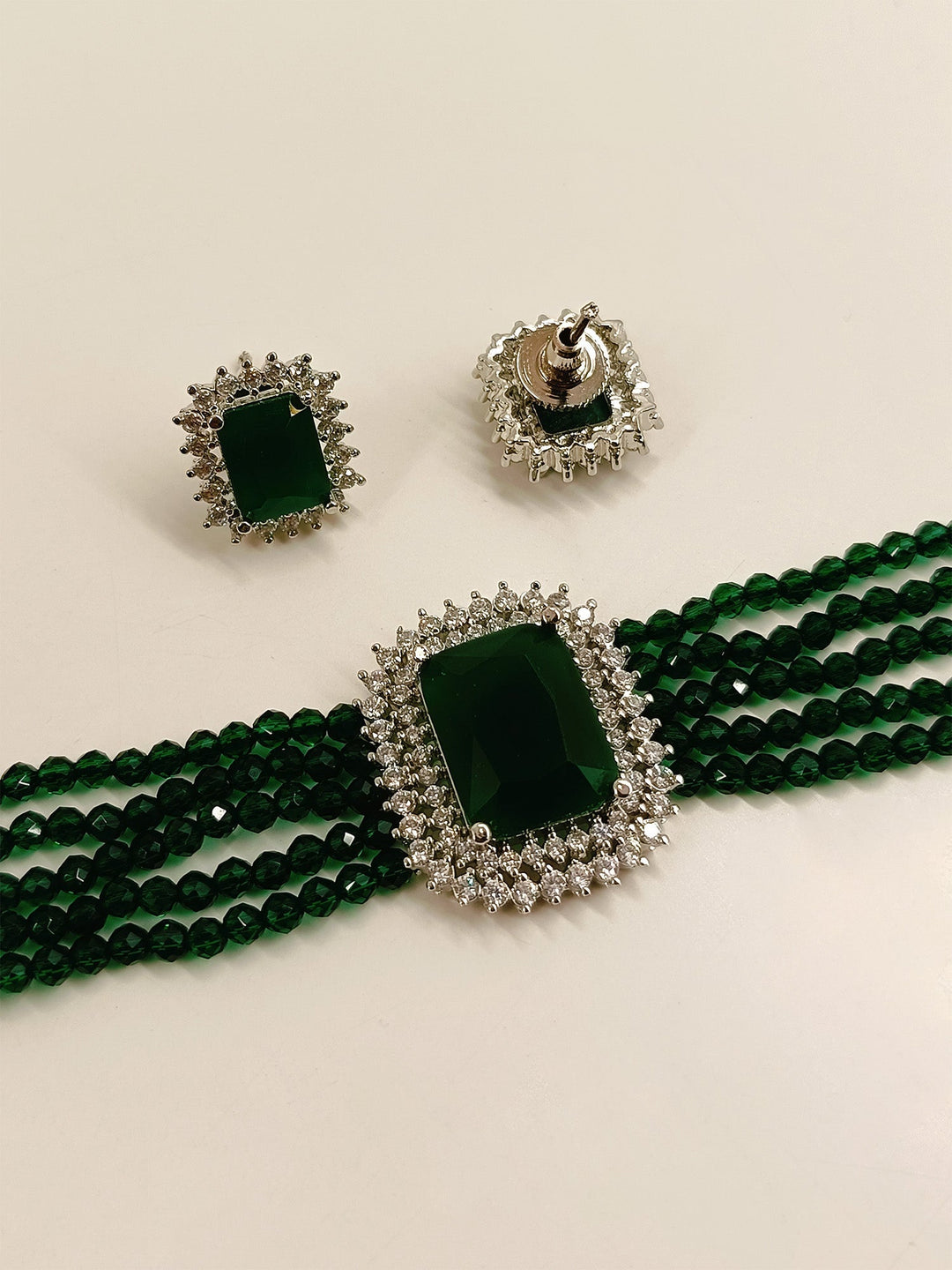 Raina Green American Diamond Choker Set