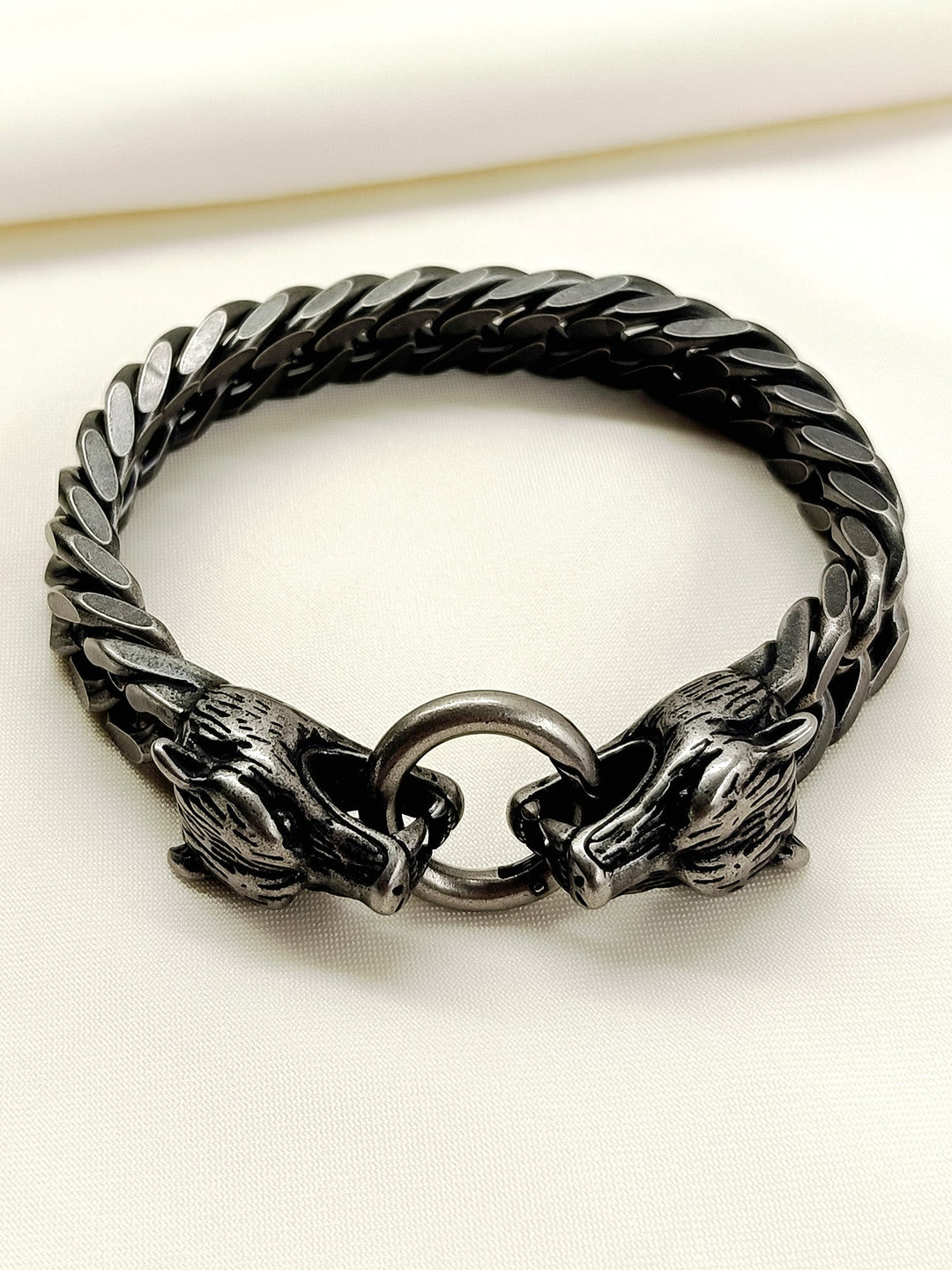 Zayn Black Men’s Wolf Head Chain Bracelet