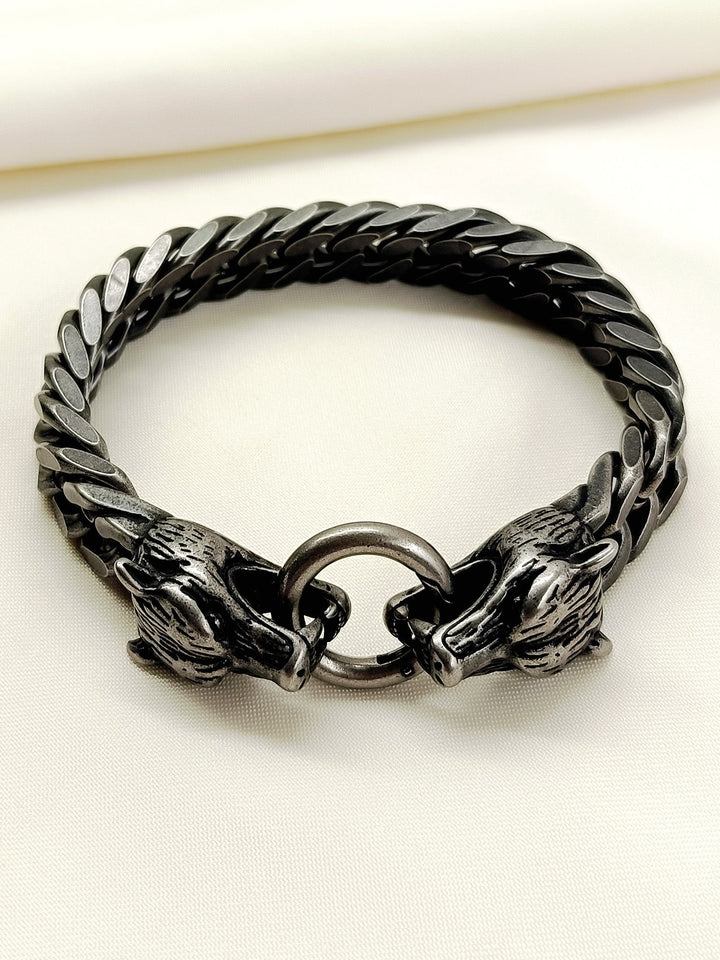 Zayn Black Men’s Wolf Head Chain Bracelet