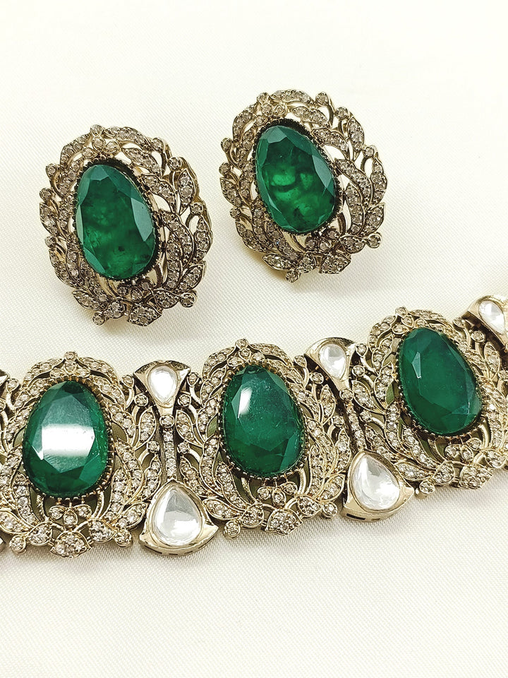 Pavitra Green Victorian Choker Set - Bridal Necklace