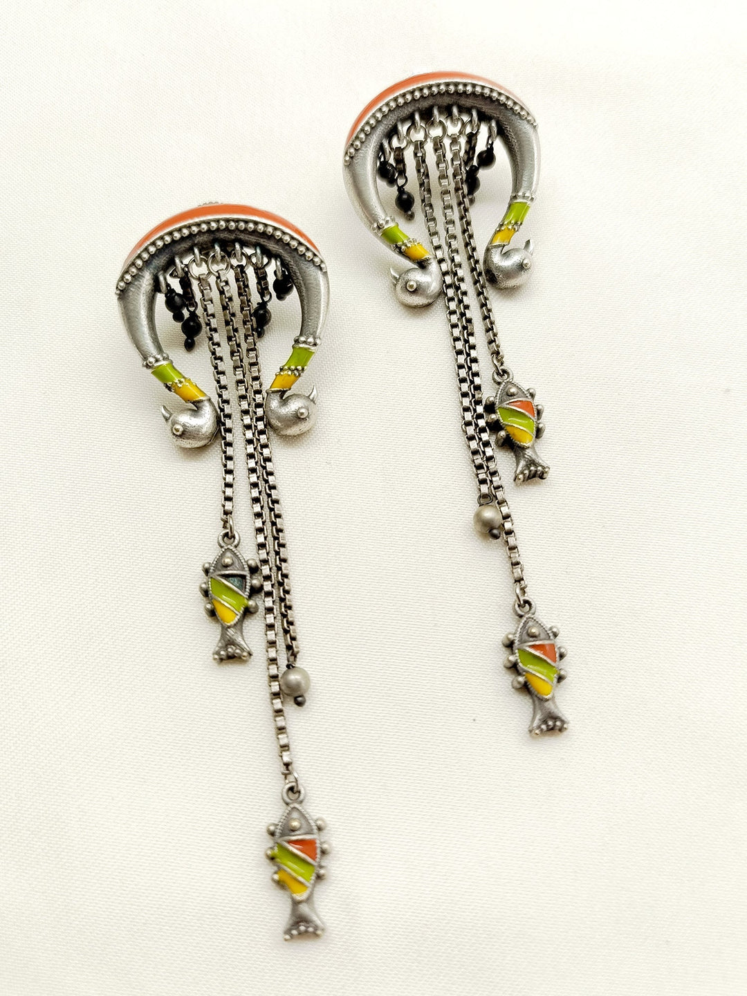 Anfisa Multi Colour German Silver Oxidized Earrings