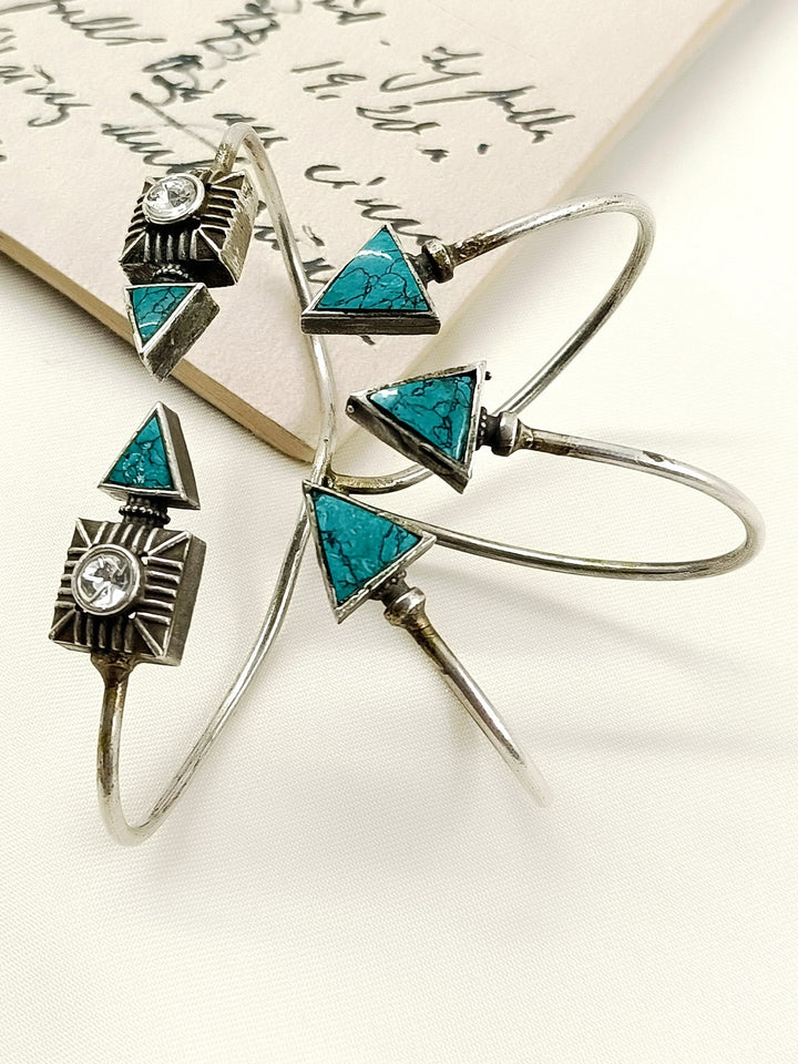 Viren Firozi Oxidized Silver Geometric Palm Men&