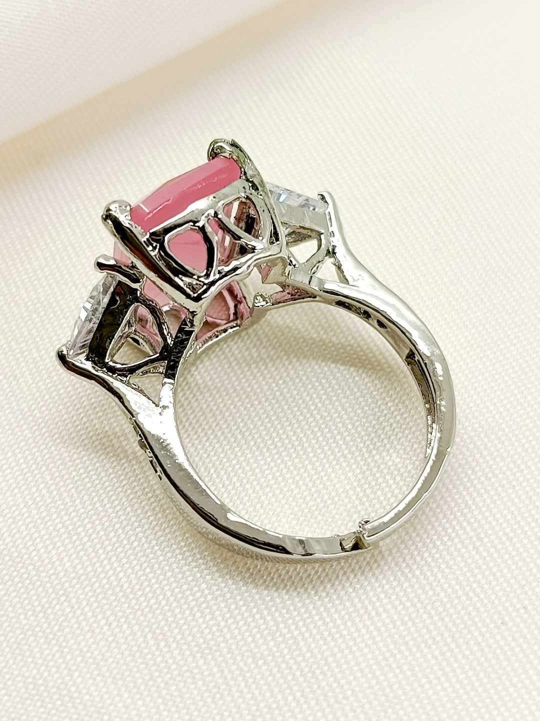 Lakshita Pink American Diamond Finger Ring