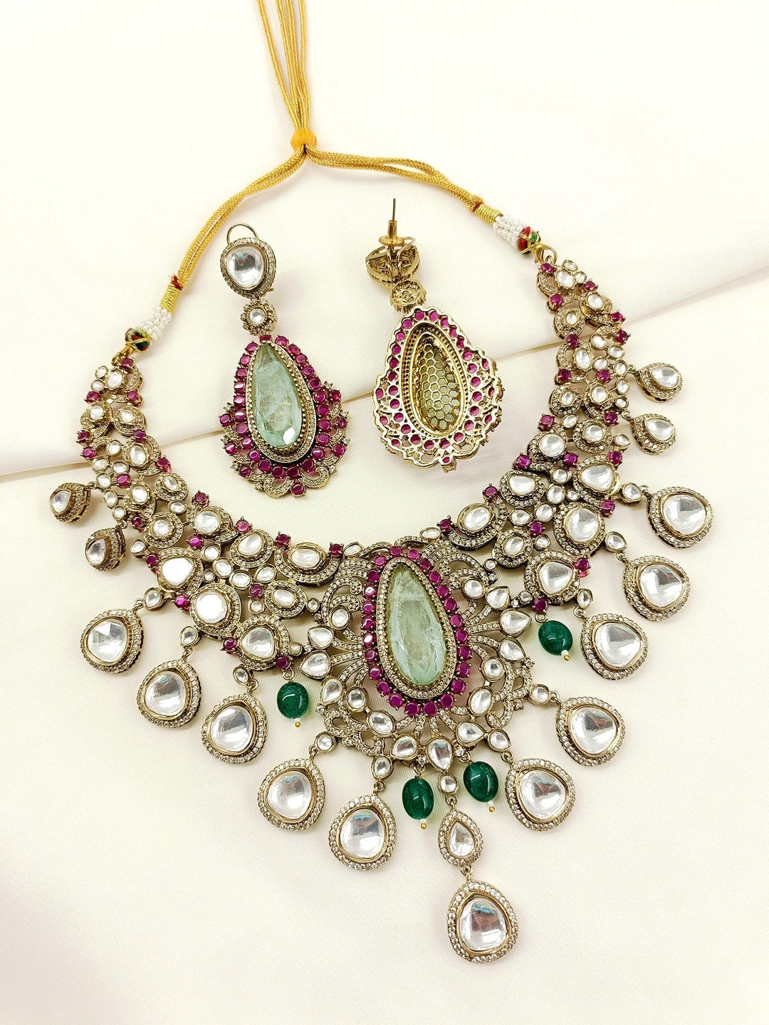 Natasha Mint Green Kundan Necklace Set