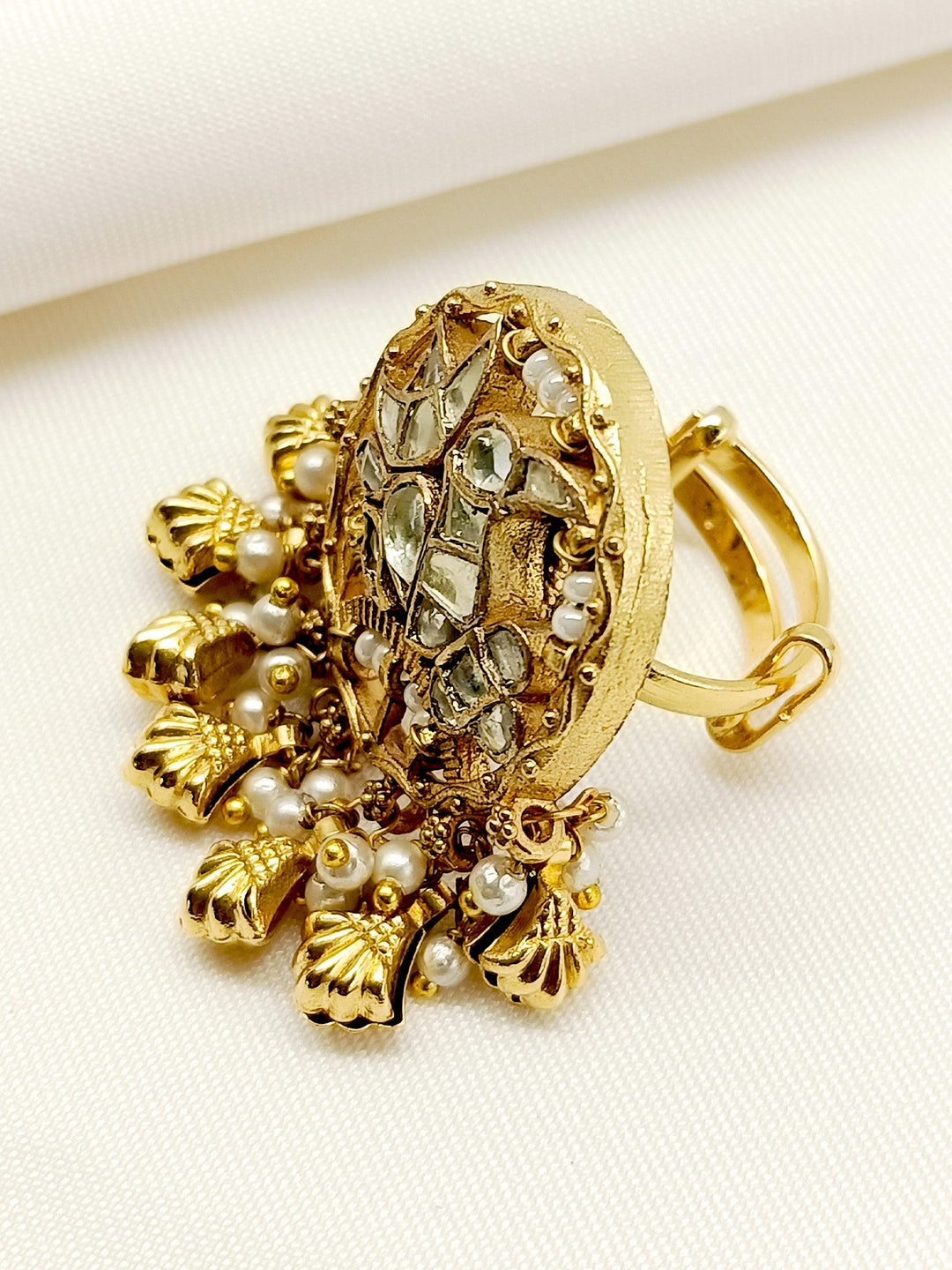 Snehita White Kundan Finger Ring