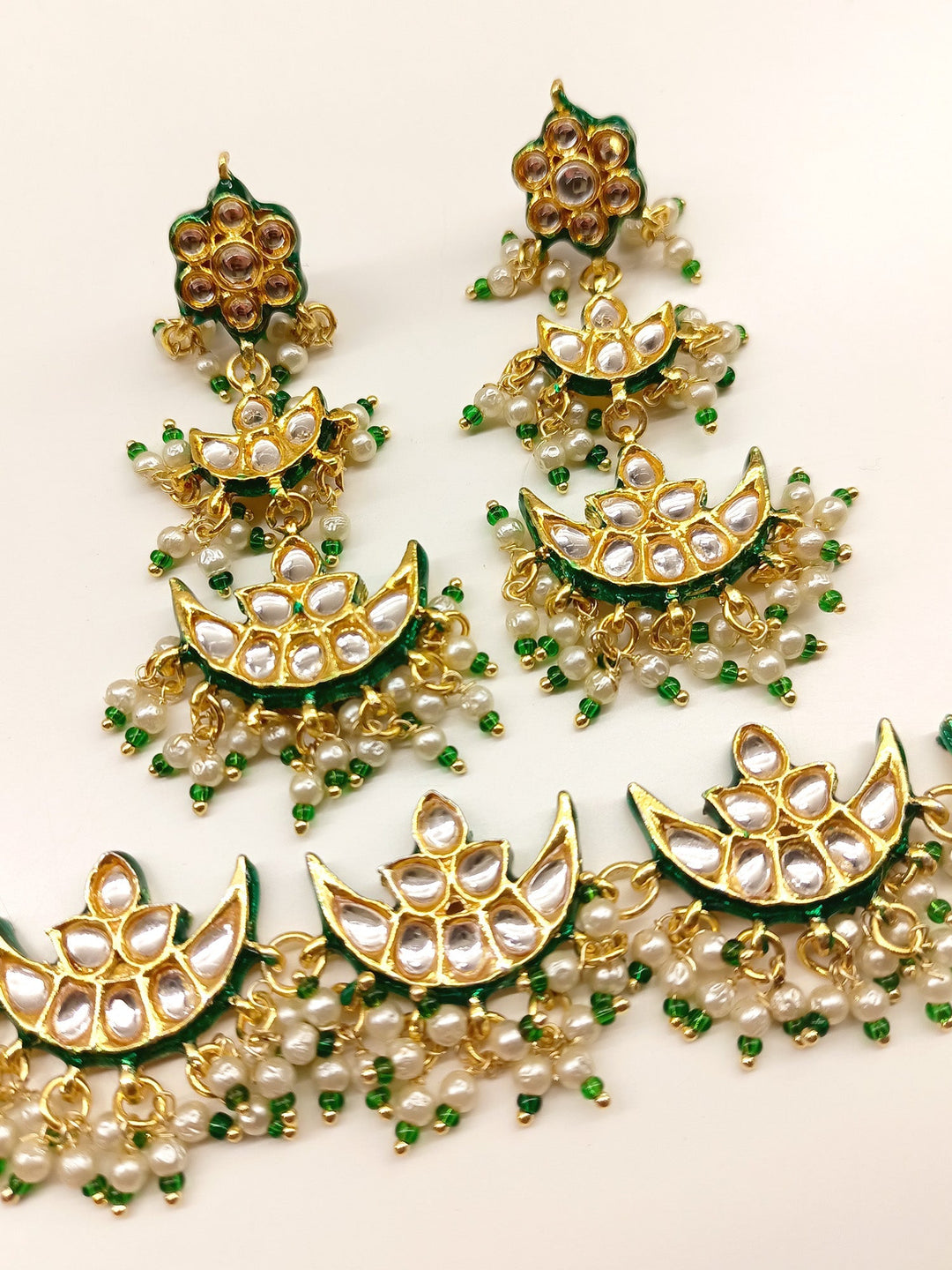 Sayani Green Kundan Necklace Set