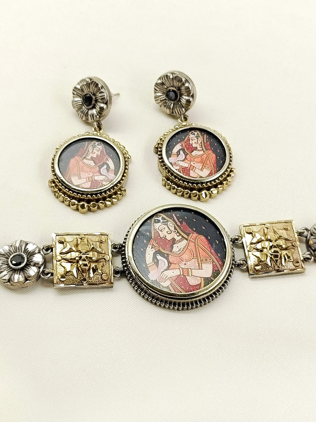 Parul Rani Miniature Art Oxidized Choker Set