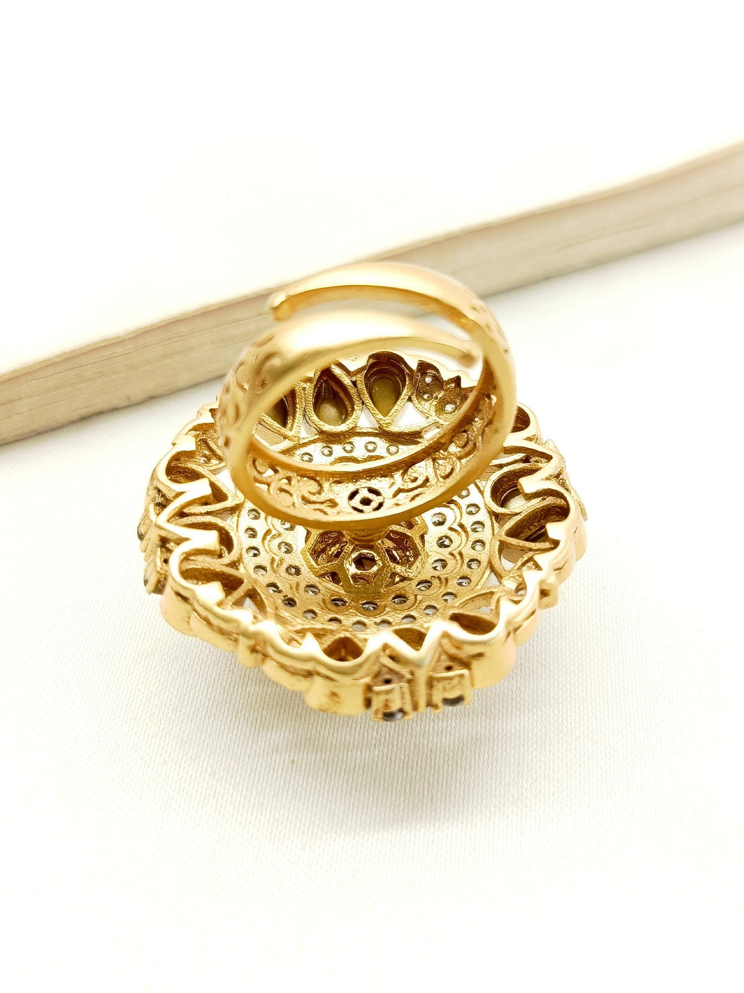 Jivanta White Kundan Finger Ring