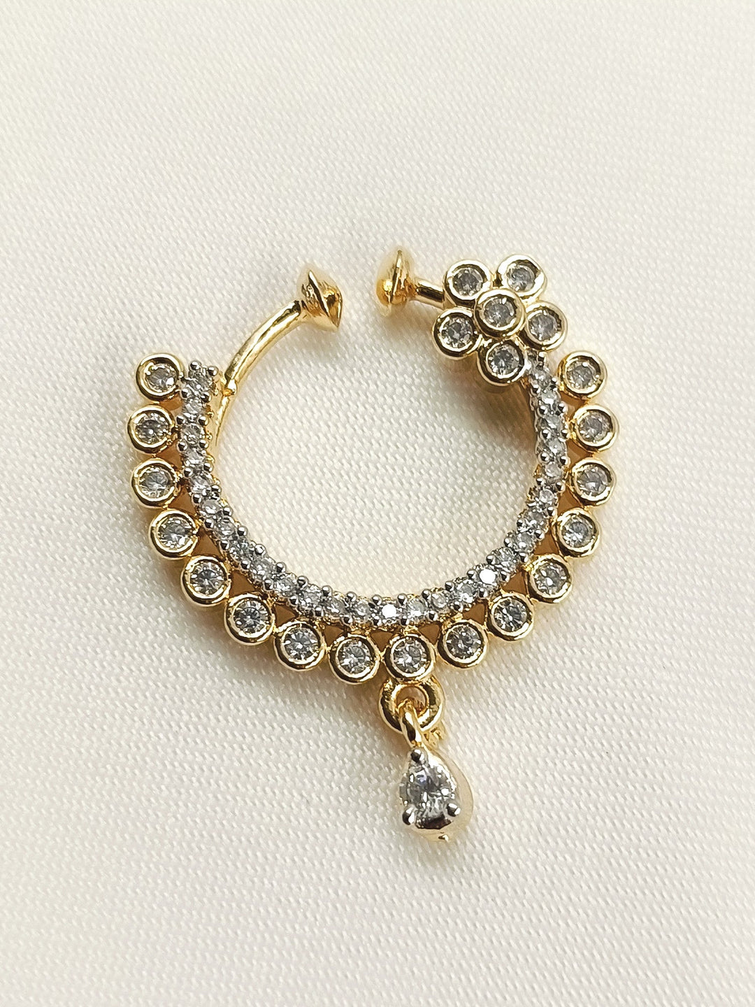 Eshita White American Diamond Nath