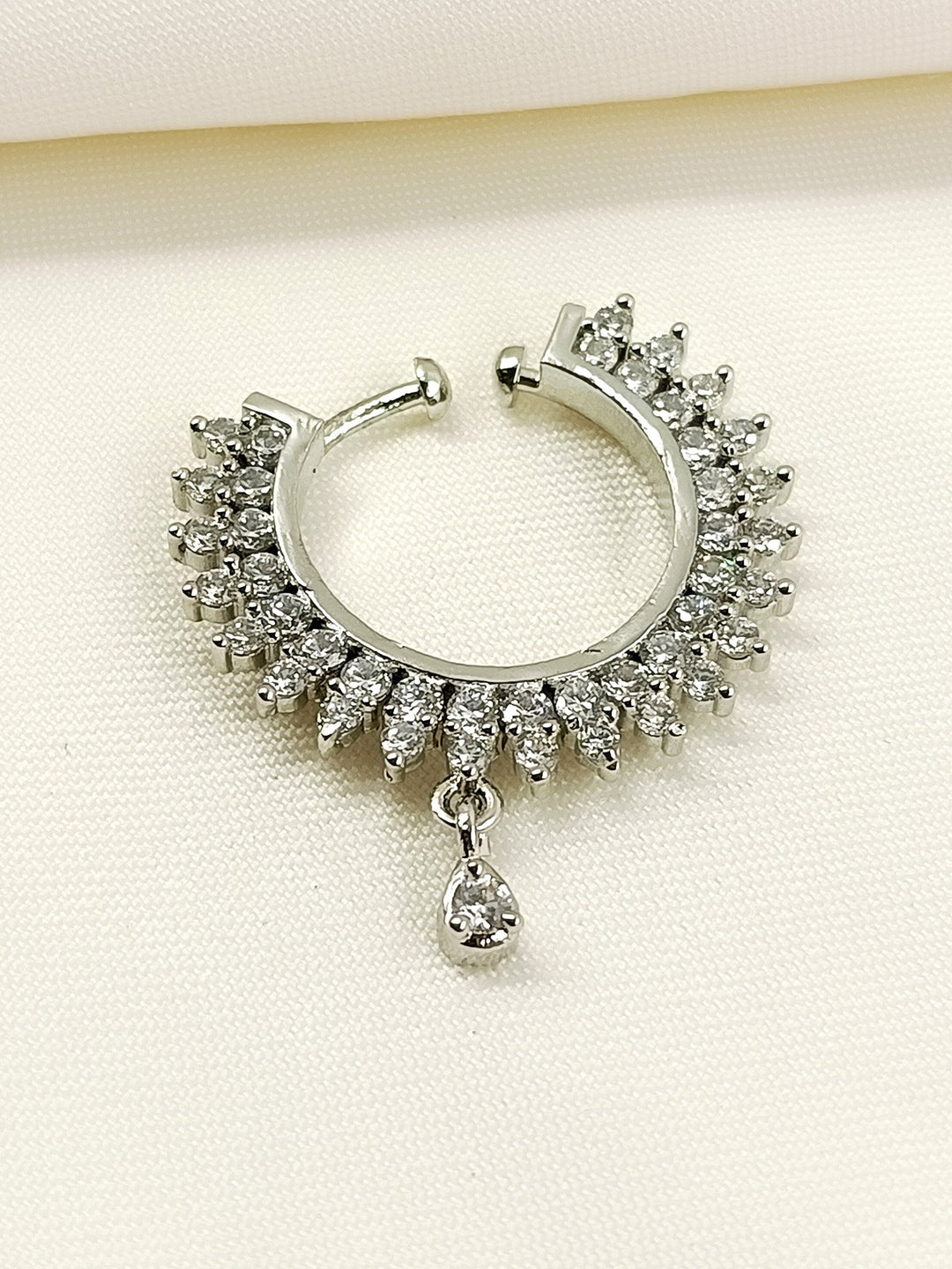 Shravya White American Diamond Nath