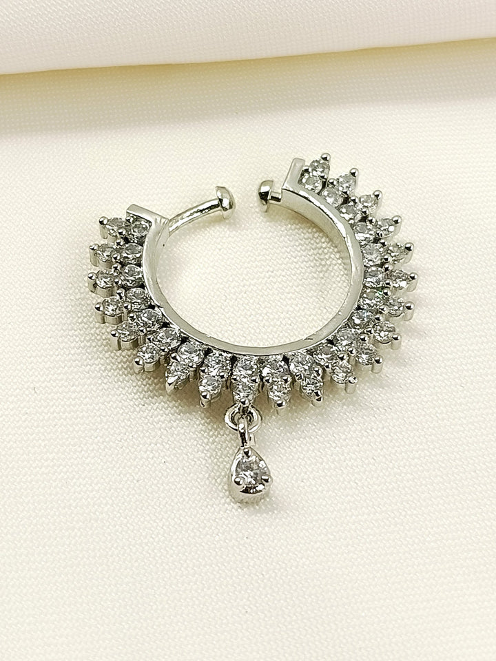 Shravya White American Diamond Nath