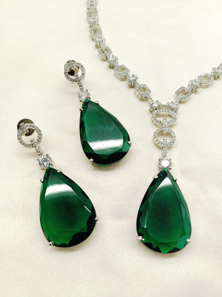 Sobia Green American Diamond Set