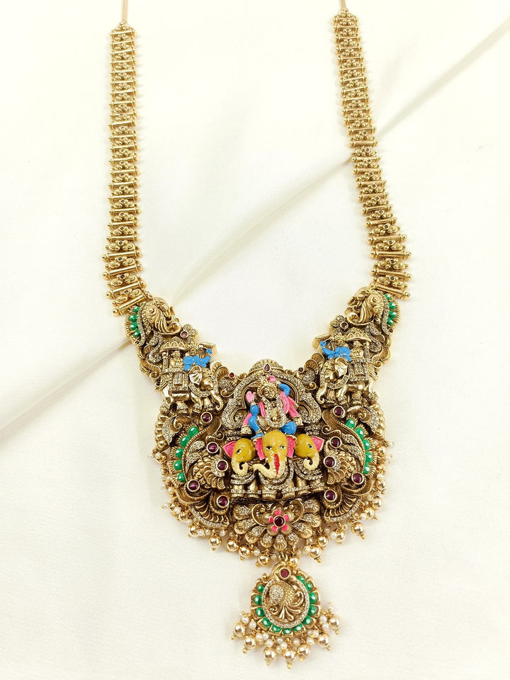 Dwarkadhish Temple Groom Antique Neckpiece - Necklace