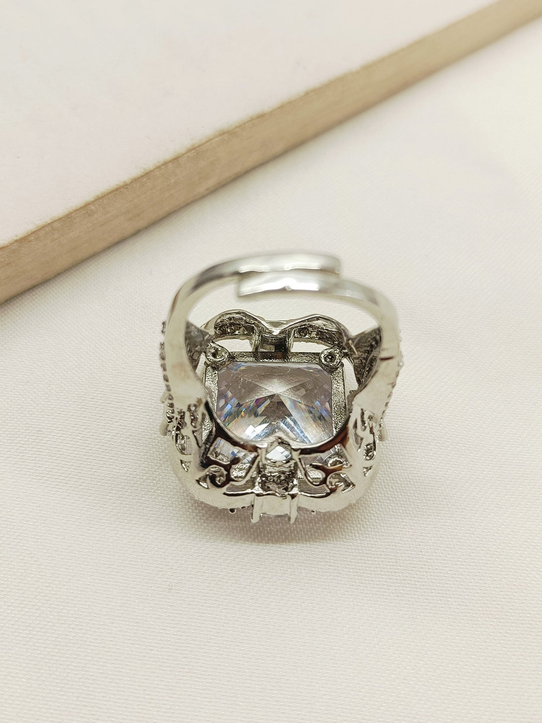 Josie White American Diamond Finger Ring