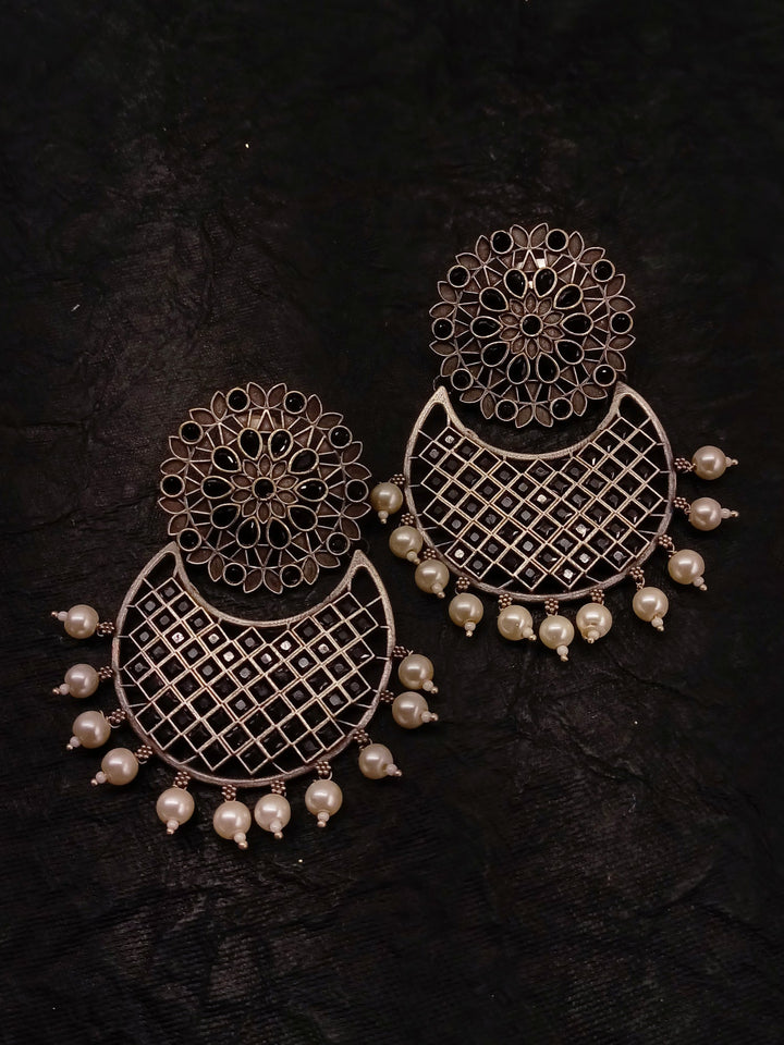 Anusha Black Oxidised Chandbali