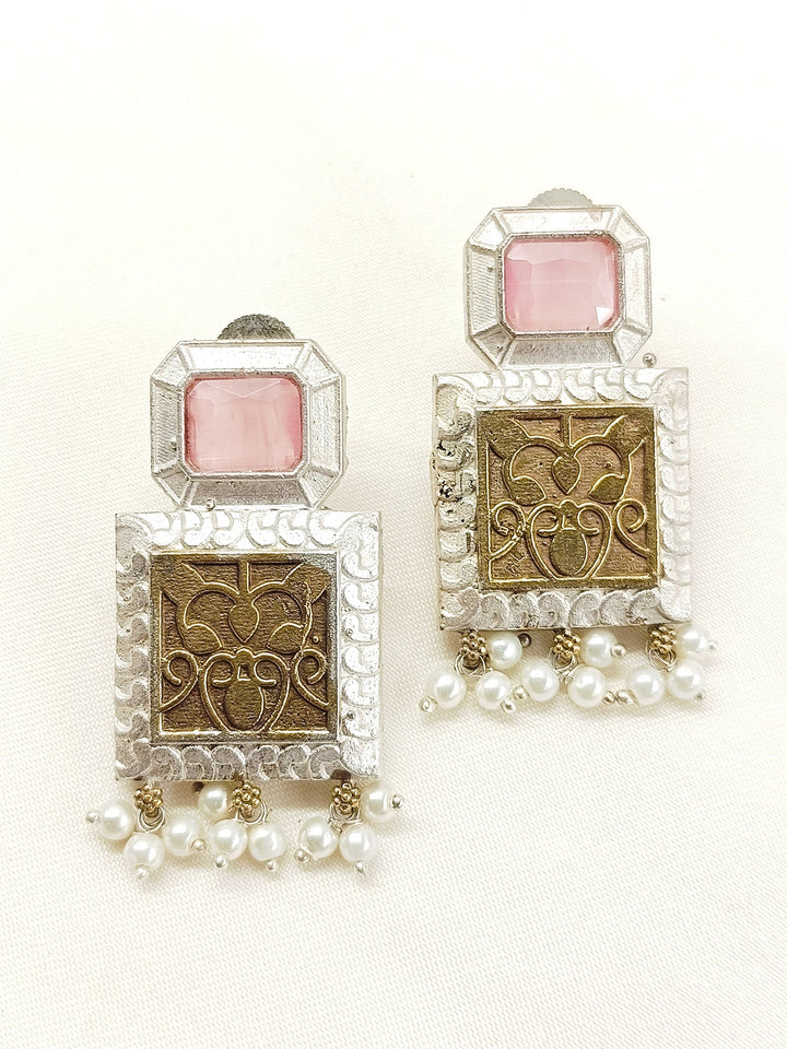Inaaya Baby Pink Oxidized Earring