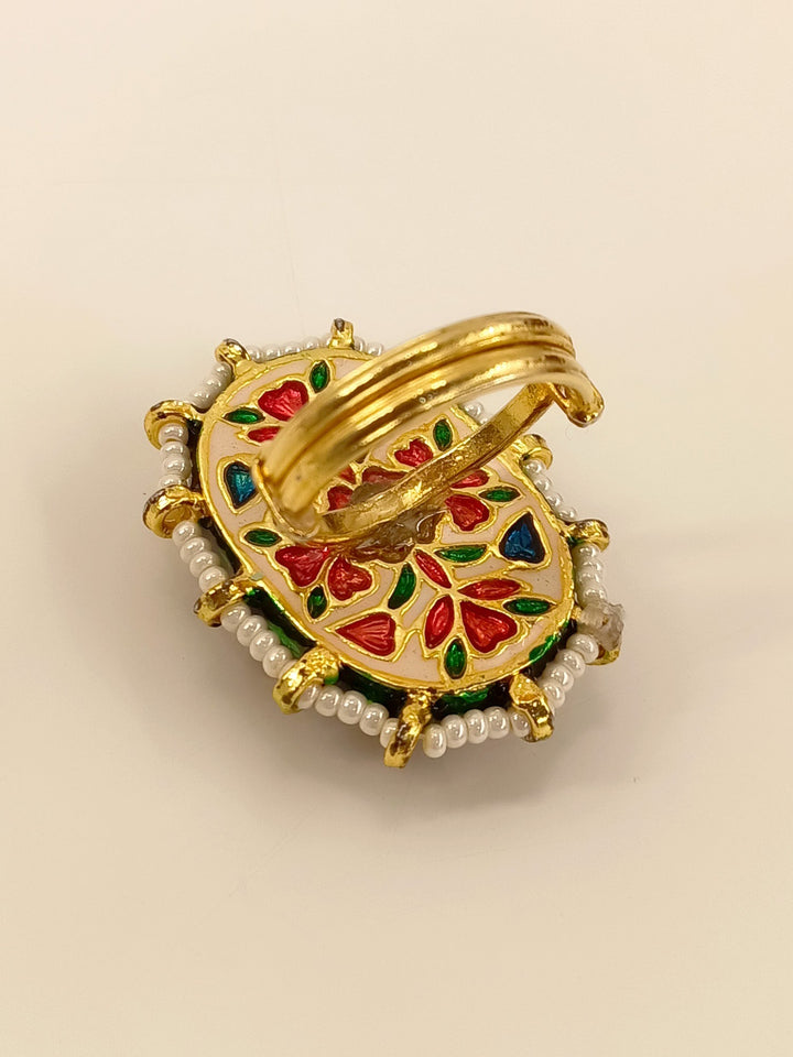 Aaliyah Maroon Kundan Finger Ring