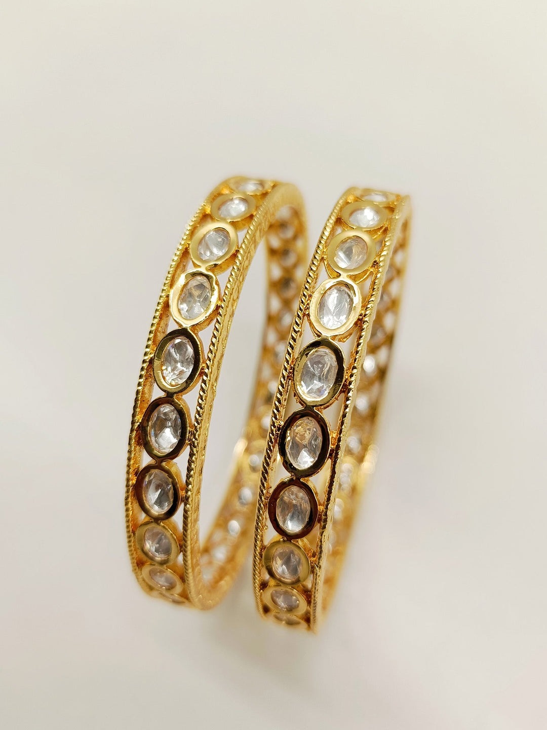 Vrini White Kundan Bangle Pair