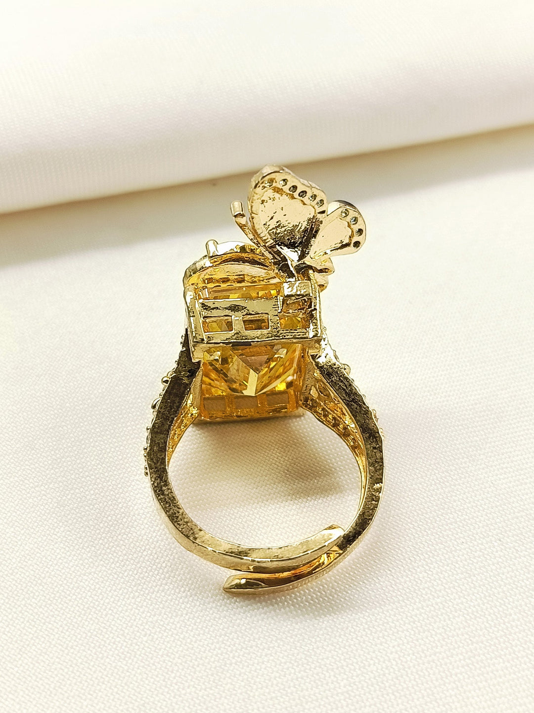Jharna Green Red Butterfly Yellow AD Ring